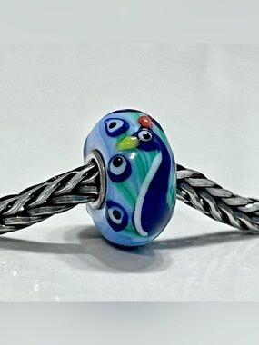 Authentic Trollbeads Peacock Blue Unique Bead
